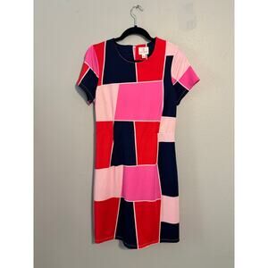 Julie Brown Geometric Color Block Pink Dress M